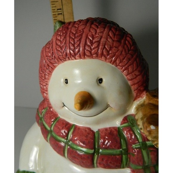 Vintage Bico Christmas Cookie Jar Snowwoman with Ginger Bread Men Cookies 10.5" - Picture 10 of 16